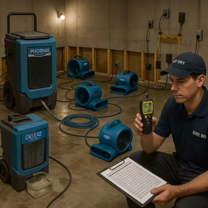 Structural Drying and Dehumidification process in Summit, IL